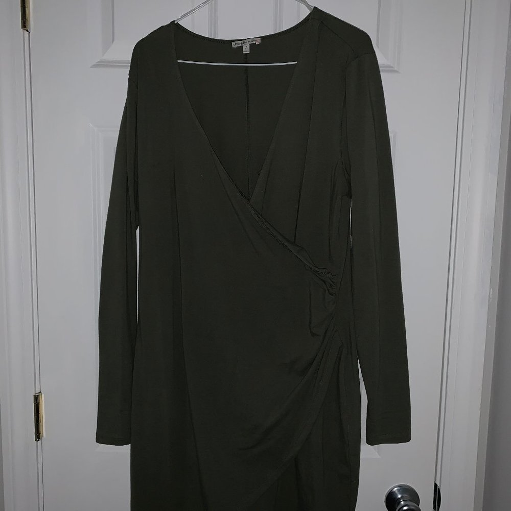 Olive Green Long Sleeved Plus Size Dress